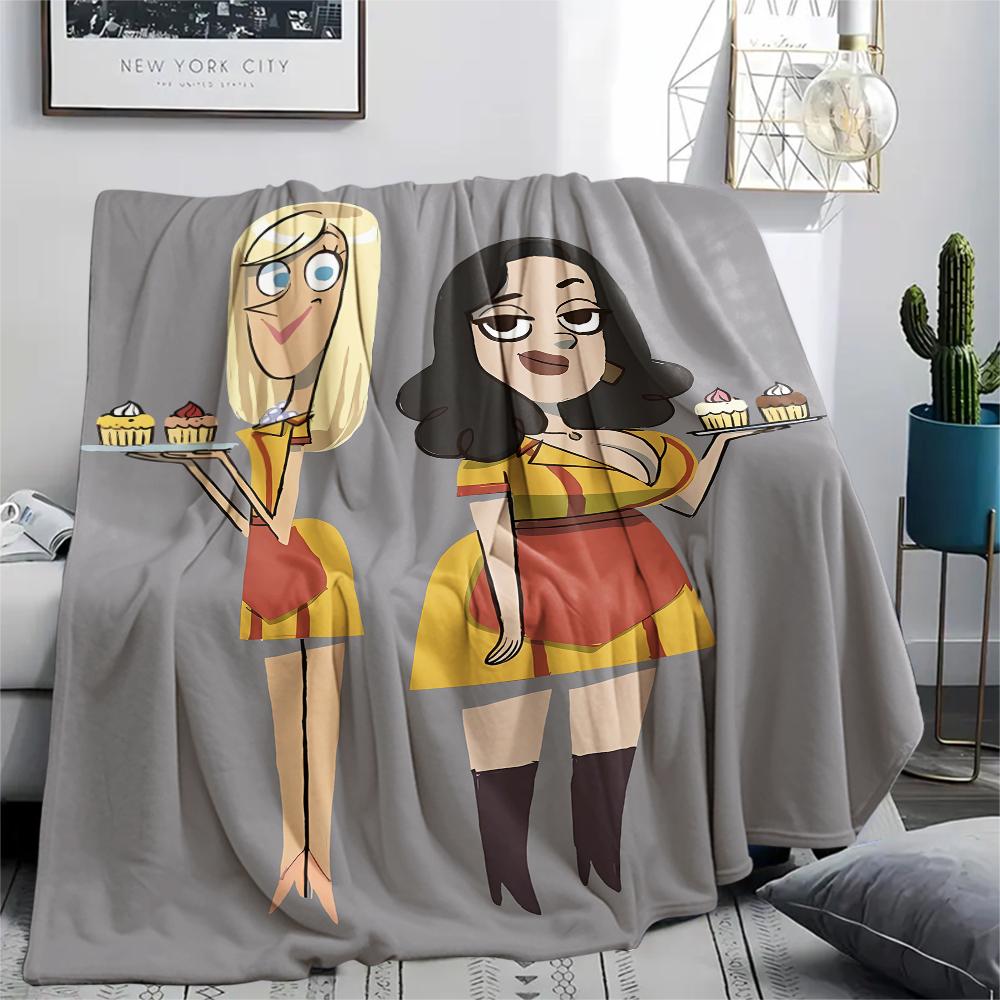 1PC 2 Broke American Sitcom Print Flannel Blanket, High quality All Seasons, Home Decor, Warmth and Comfort, Perfect for Christmas Gifts
