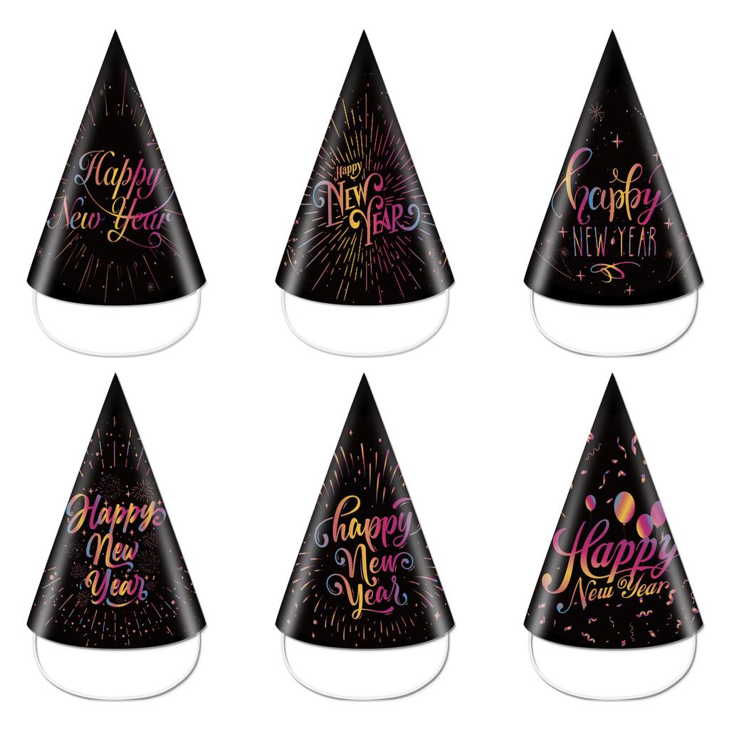 2025 Frohes Neues Jahr Papier, Papier-Fotorahmen, Brille, Hut, buntes Papier, Photo Booth Requisiten, Familienabend-Party-Dekorationen