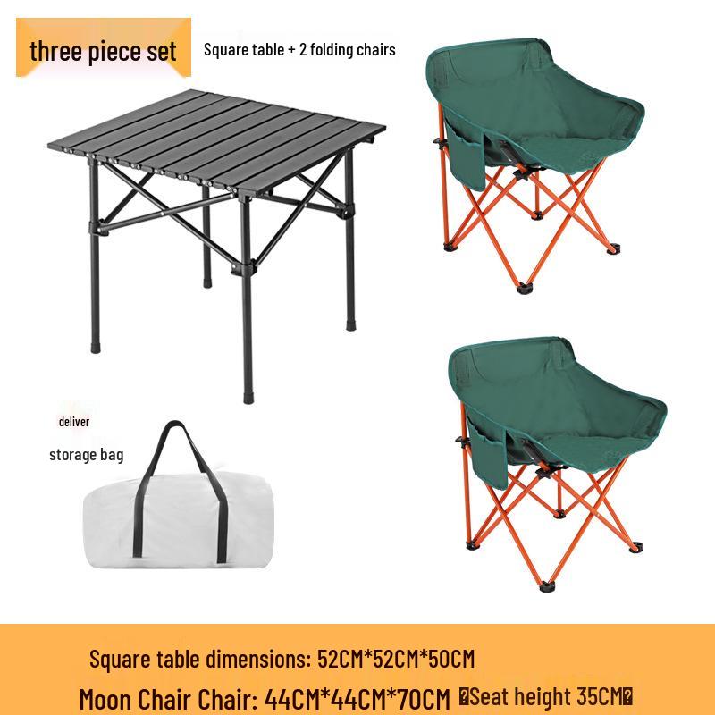 Portable Outdoor Folding Table & Chair Set for BBQs – Includes 1 Roll-up Table & 4 Chairs