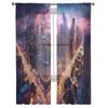 Cortinas de janela de edifício alto gradiente Street City Sky para sala de estar, quarto, cozinha, tratamento de janela de chiffon transparente