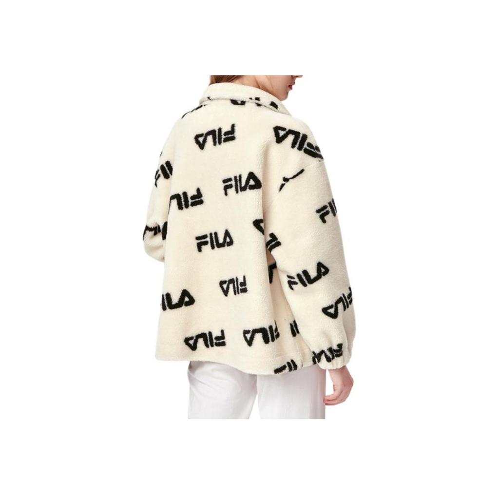 Fila Fleece Sports Stand Collar Jacket Women Outerwear Off-White F11W149510FIV