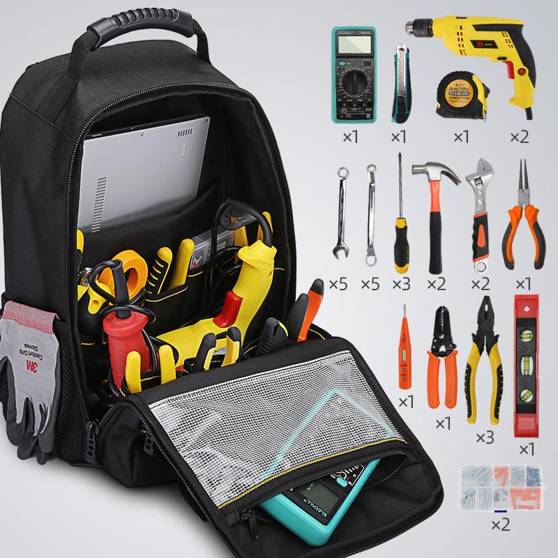 Multifunctional Canvas Tool Backpack for Electricians and Woodworkers