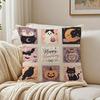 Spooky Cute Halloween Ghost Cat Cushion Cover Breathable Organic Cushion Covers Machine Washable Wrinkle-Resistant Soft Durable