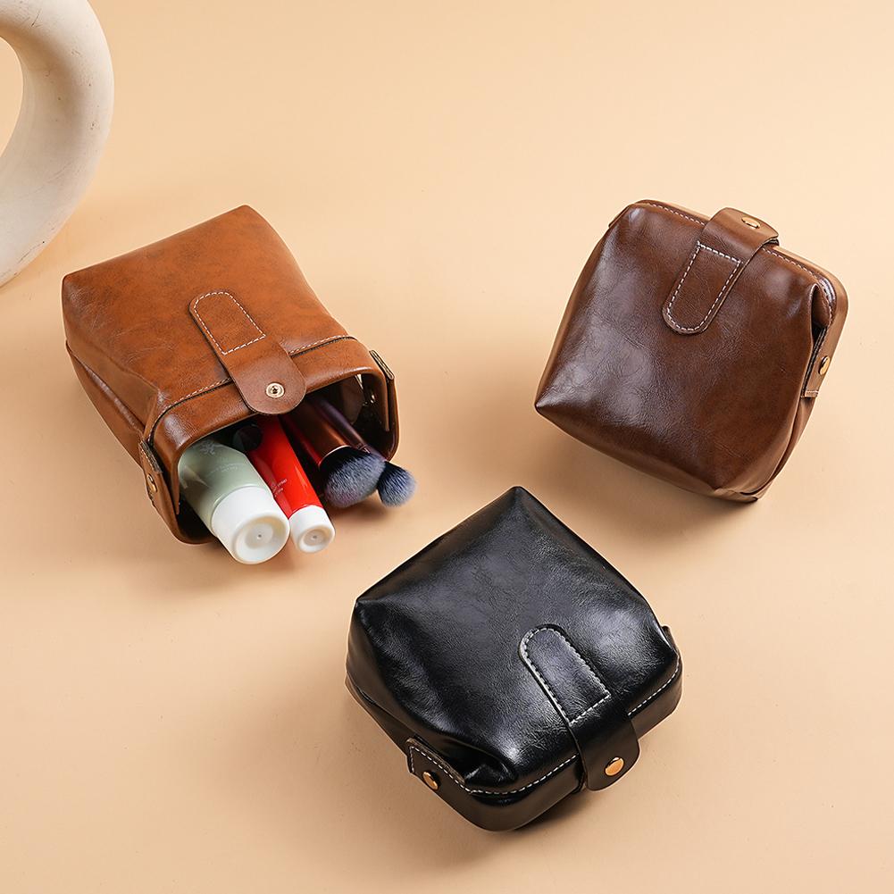 Soft Leather Headphone Bag Lipstick Storage Bag Retro Style Jewelry Storage Bag Small Travel Makeup Bag Portable Wallet