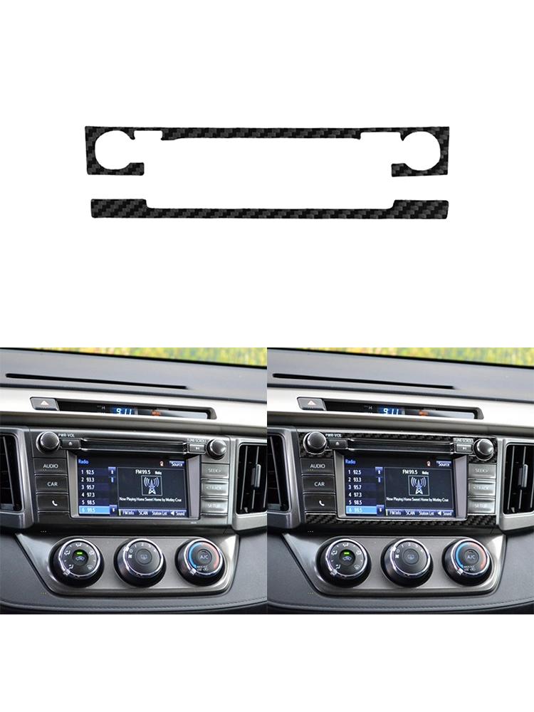Black For Toyota RAV4 2013-2015 Car Interior Button Panel Decoration Protection Carbon Fiber Sticker Auto Styling Accessories