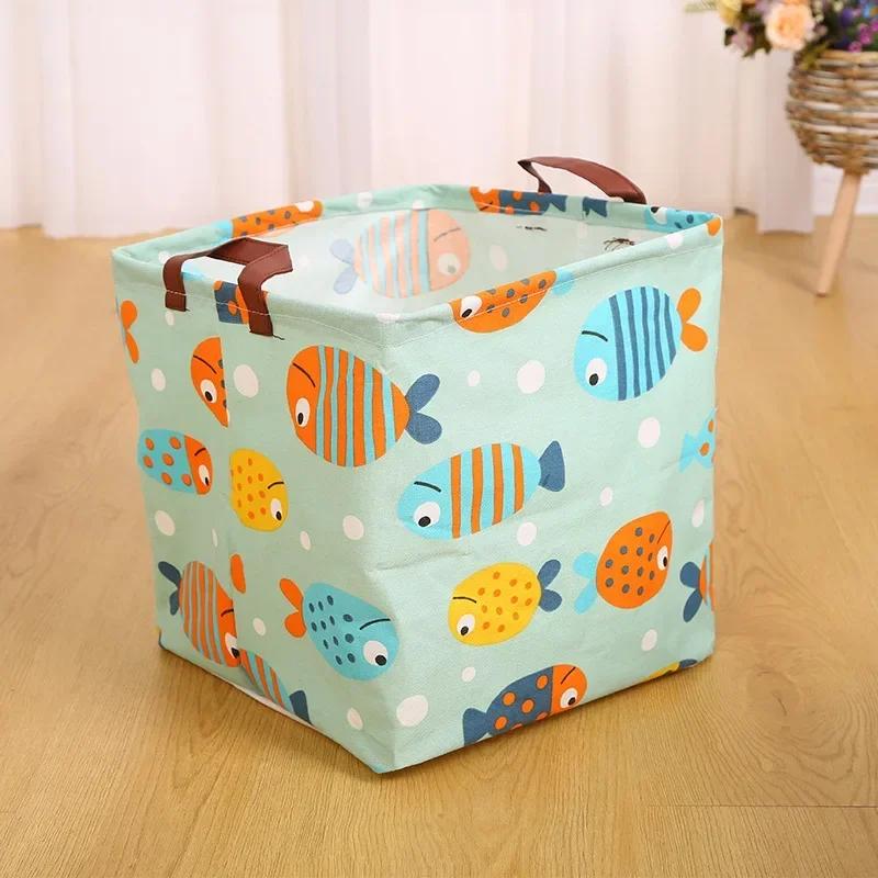 32x32x32cm Oxford Stampa Carina Pieghevoli Cesti Contenitori Contenitori Vestiti Scatole Mini da Scrivania Organizer Trucco Libro Giocattolo per Bambini