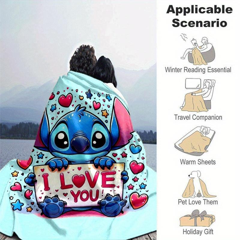 1pc Cute Stitch Printing Blanket - Soft, All-Season Throw for Living Room, Bedroom,Personalized Gift with Adorable Cartoon Design
