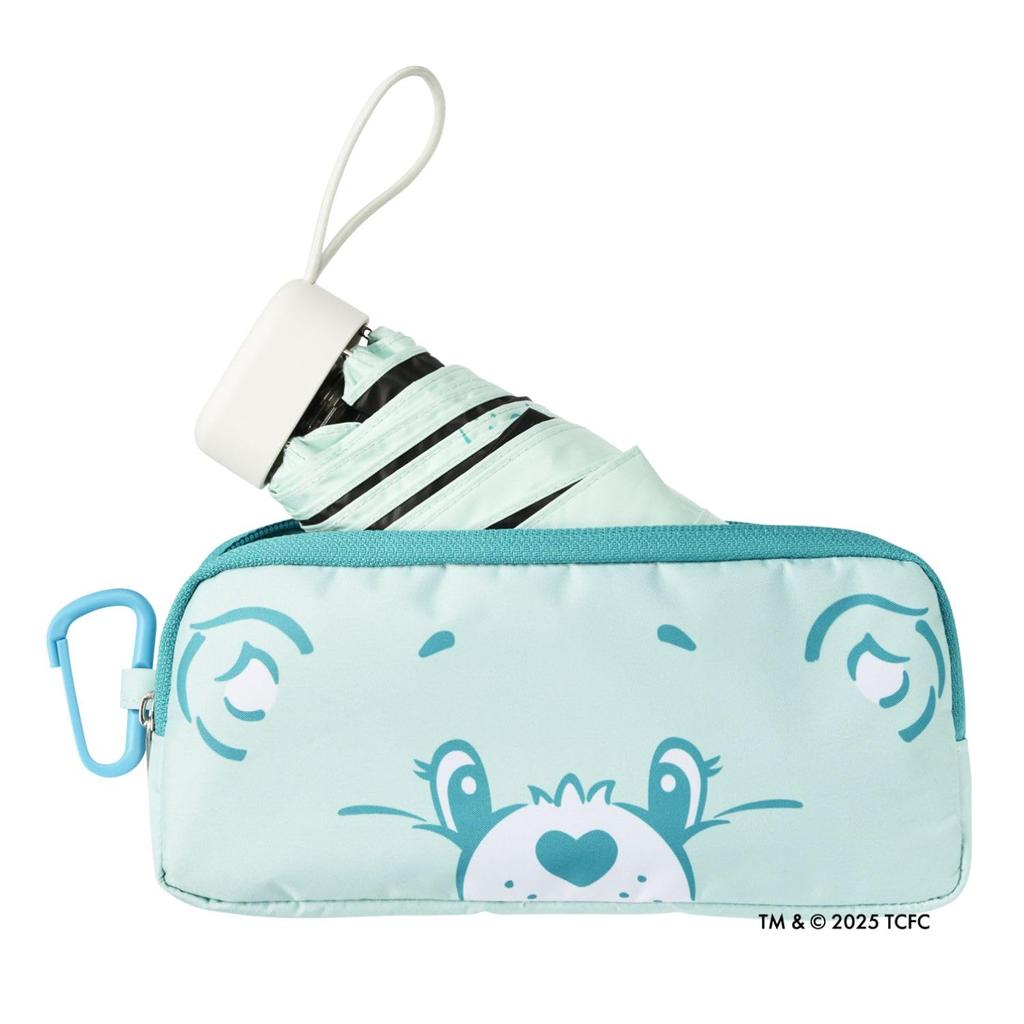 Moonbat CARE Compact Folding Parasol with Heat and Light UV Suitable for Sun and Includes Carabiner and WISH Mint Green BEARS™ (Care Bear™) Blocking,