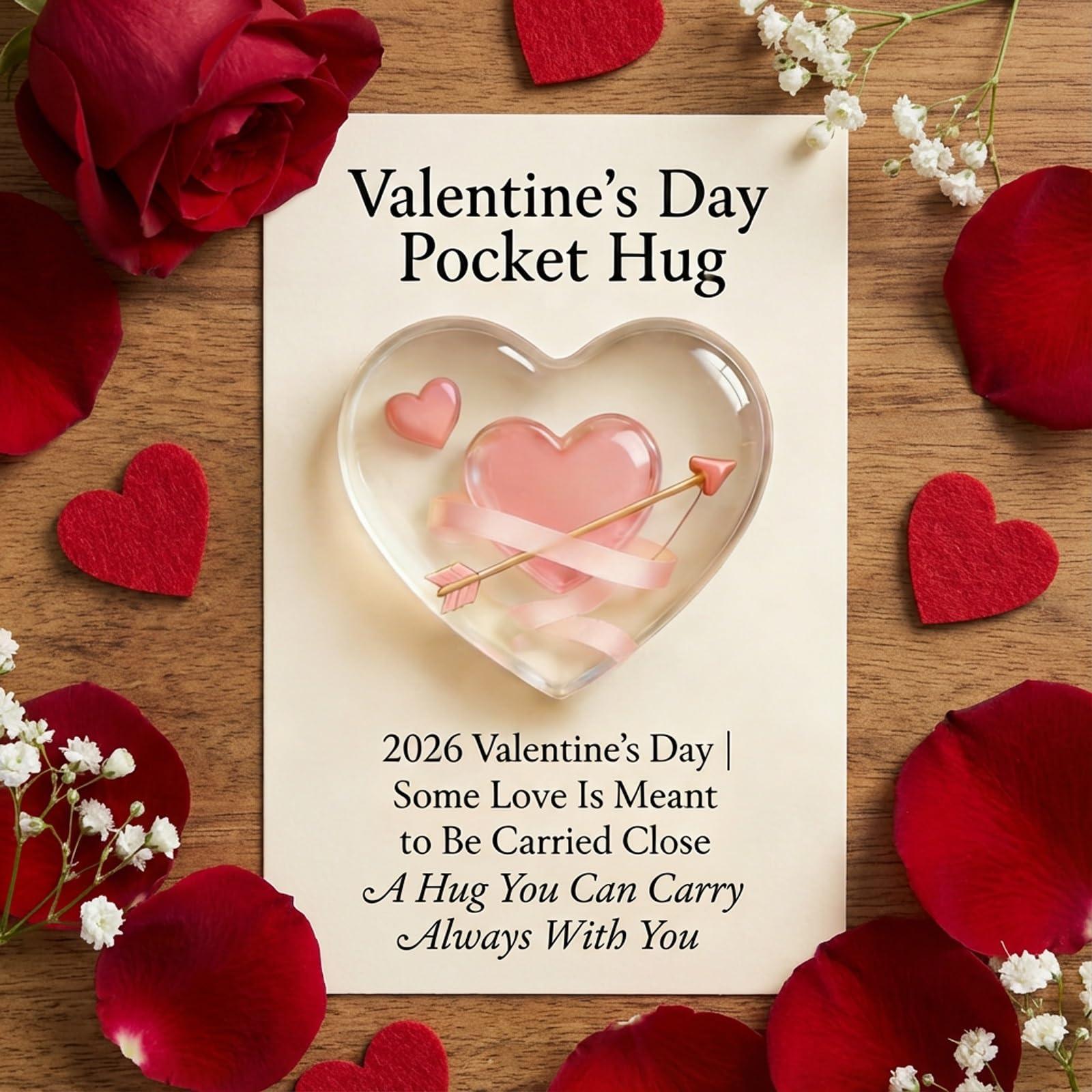 

Valentine’s Day Pocket Hug — A Small Reminder Of Love, Valentine Little Pocket Heart Hug Cards, Inspirational Relationship Gift, One Size