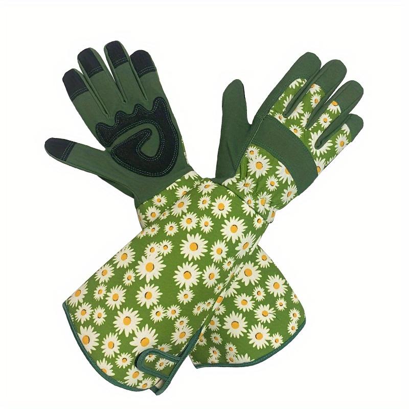 high quality1 Pair Unisex Thorn-Proof Touchscreen Garden Gloves - Breathable Long Sleeve with Floral Pattern, Polyester Material, Left/Right Hand Fit