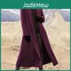 Vintage Womens Wool Coat With Scarf Collar For Winter Casual Wear