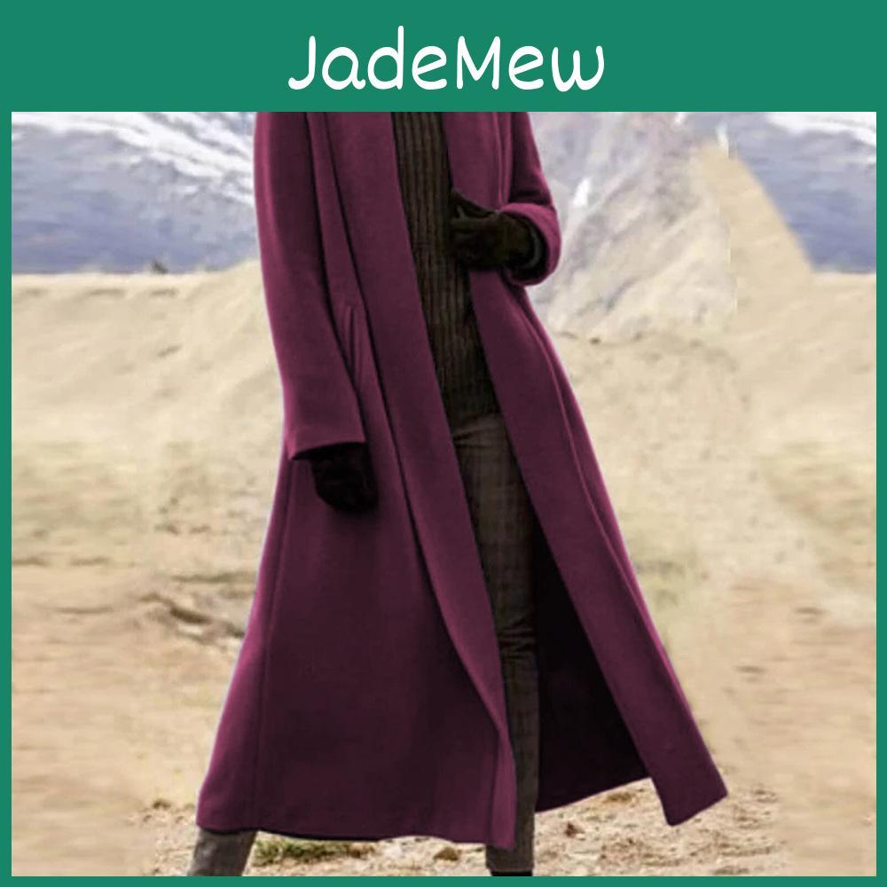 Vintage Womens Wool Coat With Scarf Collar For Winter Casual Wear