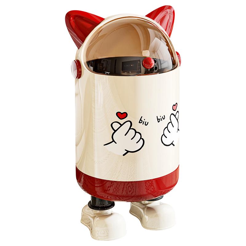 Cartoon Design Trash Can with Lid: Large Capacity Double Barrels, Household Storage Bin for Living Room.