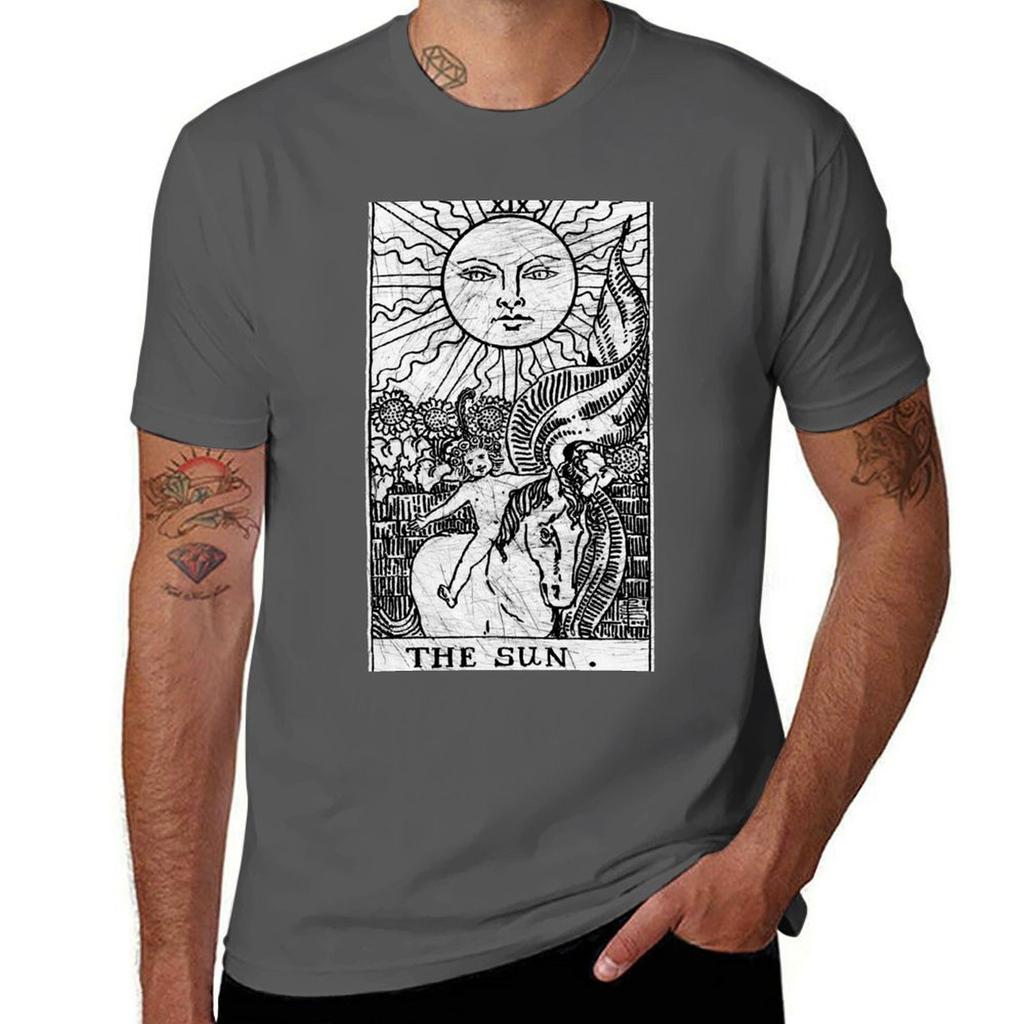 Solen Tarotkort - Stora Arkanan - spådom - ockult T-shirt bomulls t-shirt 100% herr t-shirt bomull 100% T-shirt