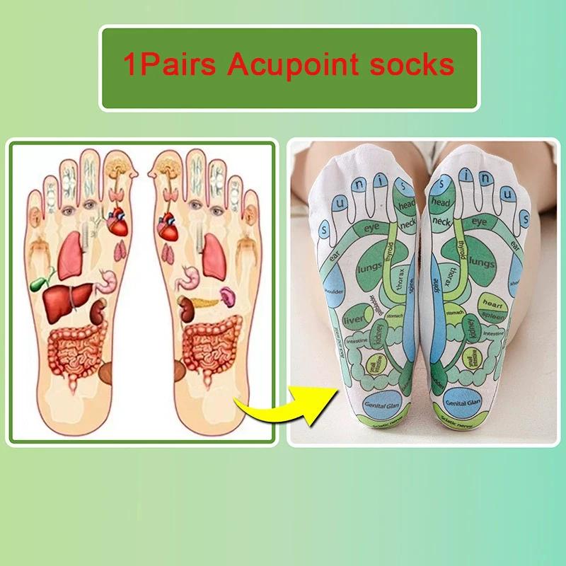 1 Pair Acupressure Socks Acupressure Reflexology Socks Yoga Foot Massage Foot Point Diagram Acupoint Socks Physiotherapy