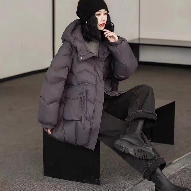 Down Jacket Hooded Autumn Winter Loose Puffer Coat Women Large Size Overcoat Thicken Parkas