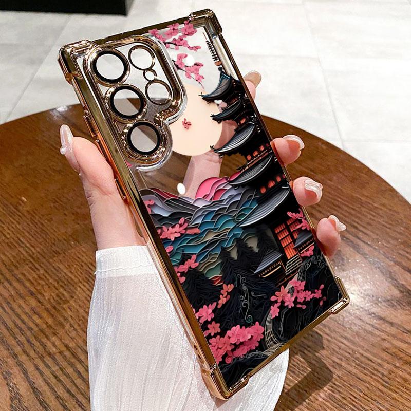 Japanese-Style Ancient House Phone Case for Samsung Galaxy A55 A35 A25 A15 5G A24 A23 A22 A32 A52 A52S A73 A51 A13 A12 4G Cover