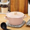 Fuji Enamel Double Handed Pot Casserole 18cm Ash Pink IH Compatible Enamel Cotton Series CTN-18W.AP