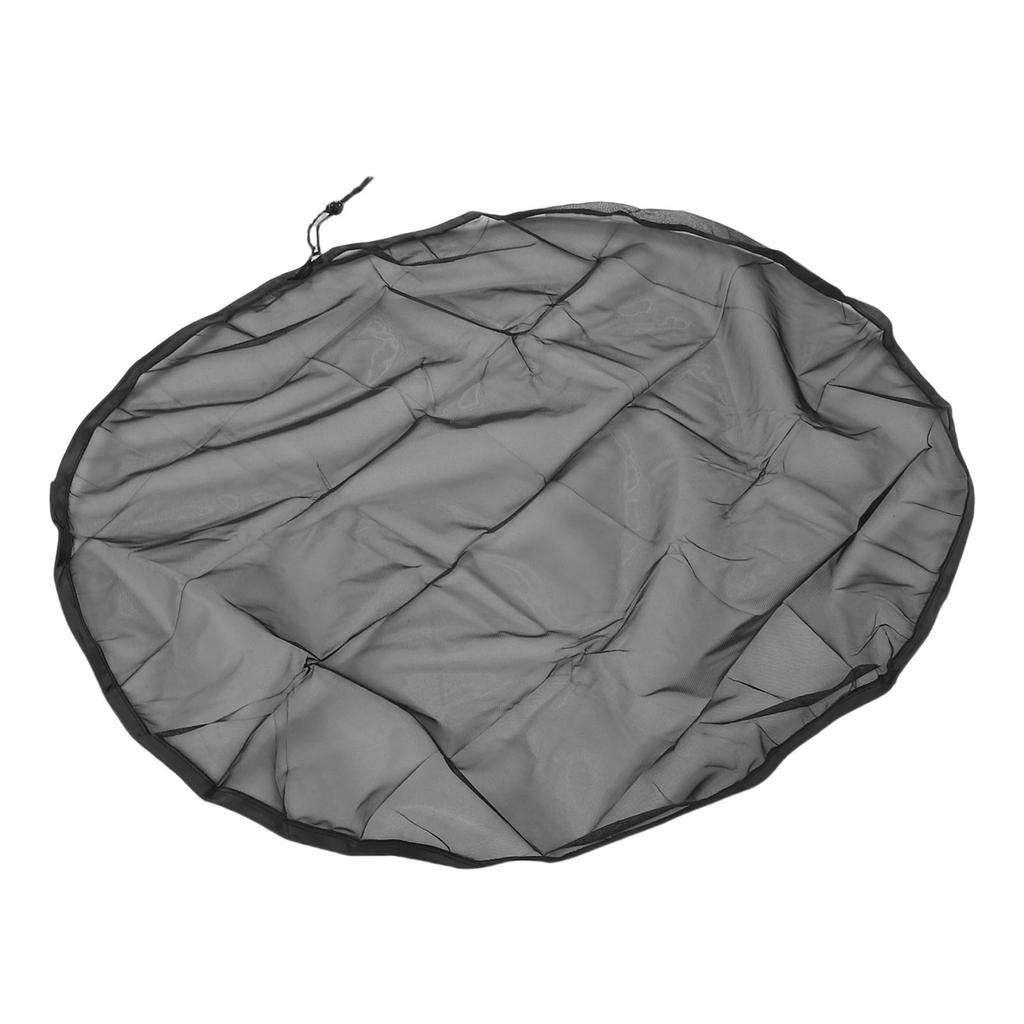 Rain Bucket Mesh Cover Black 37.4in Diameter Polyester Fiber Water Collection Bucket Cover with Drawstring for Leaves