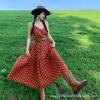 Dream Horse Retro Vacation Long Skirt Yunnan Big Northwest Red Dress Bohemian Suspender Dress Backless Woman