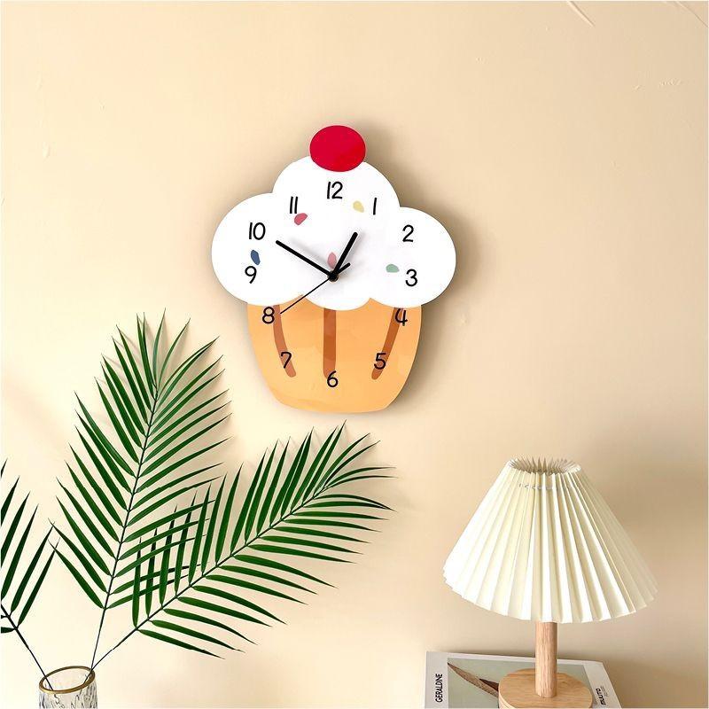 Cartoon Creative Cupcake Decoration Wall Clock Bakery Shop Kindergarten Studio Silent Dessert Shop Clock Clock