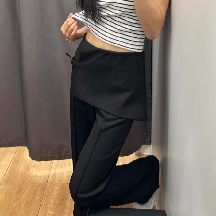 Spring Summer Women's Irregular Micro-Flare Wide-Leg Low-Waist Casual Pants