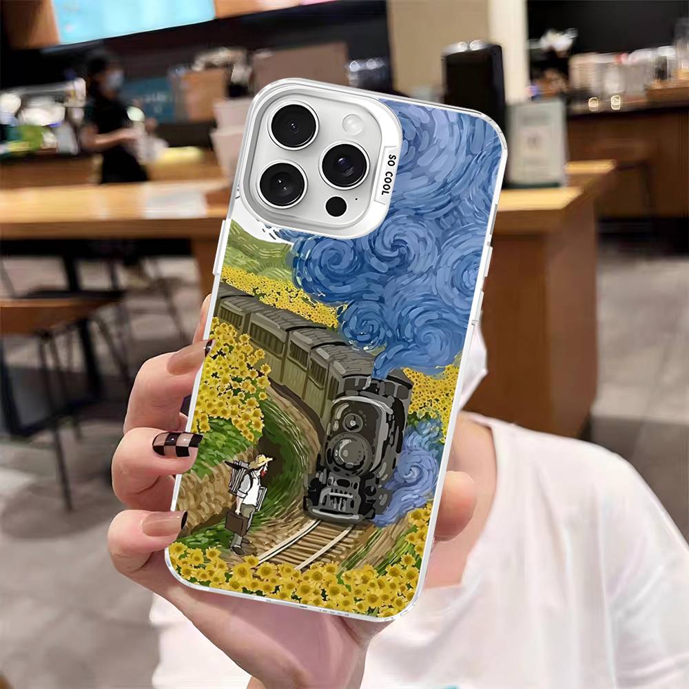 Van Gogh Art Painting For Iphone 15 14 13 Plus 17 16 12 11 Pro Max Matte Colored Silver Luxury Phone Cover