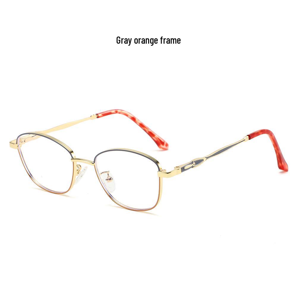 2025 Women’s Fashion Color-Changing Anti-Blue Light Metal Glasses with Flat Lenses - European & American Style