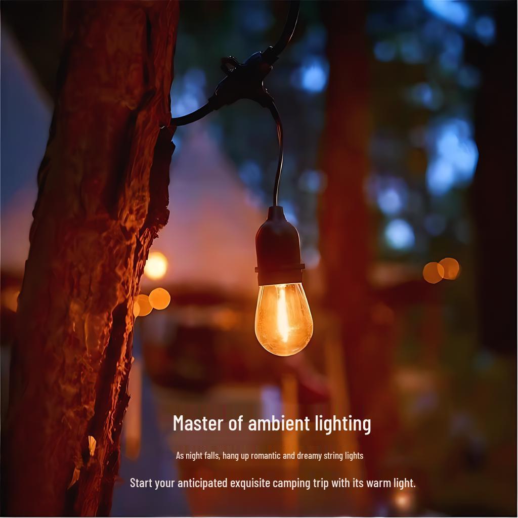 S14 Outdoor Waterproof LED Tent String Lights - High Brightness Pendant for Garden & Courtyard Decor