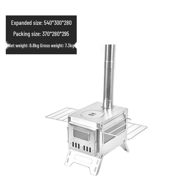 Outdoor Camping Stainless Steel Folding Wood Stove - Tent Heating, Lighting, Picnic - Cross-border Tourism