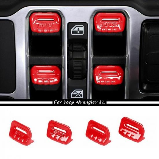 

Накладка на кнопку регулювання склопідйомника для Jeep Wrangler JL JT 2018+ Червона