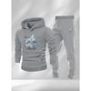 Snowy Mountain Printed Hooded Sweatshirt and Sweatpants Set Drawstring Sweatpants Outdoor Casual Trendy Sports Versatile Two Piece Set