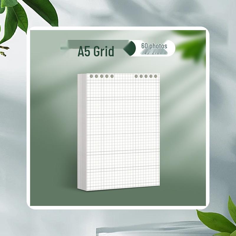 B5/A5 Flip-up Loose-Leaf Grid & Lined Paper Refills with Removable Pages - Blank Scratch Pad Included