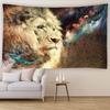 Gorgeous 3D Lion Starry Sky Wall Tapestry - Animal Background Cloth for Living Room, Bedroom, Office, and Party Decoration