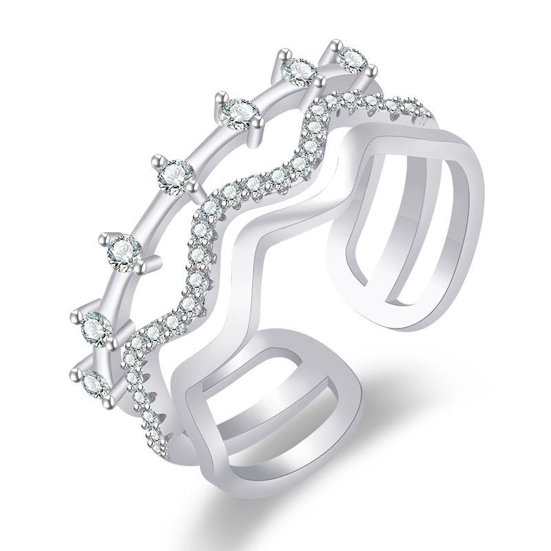2022 Korean Fashion Women's Diamond Flash Open Ring - Stylish Hollow Design