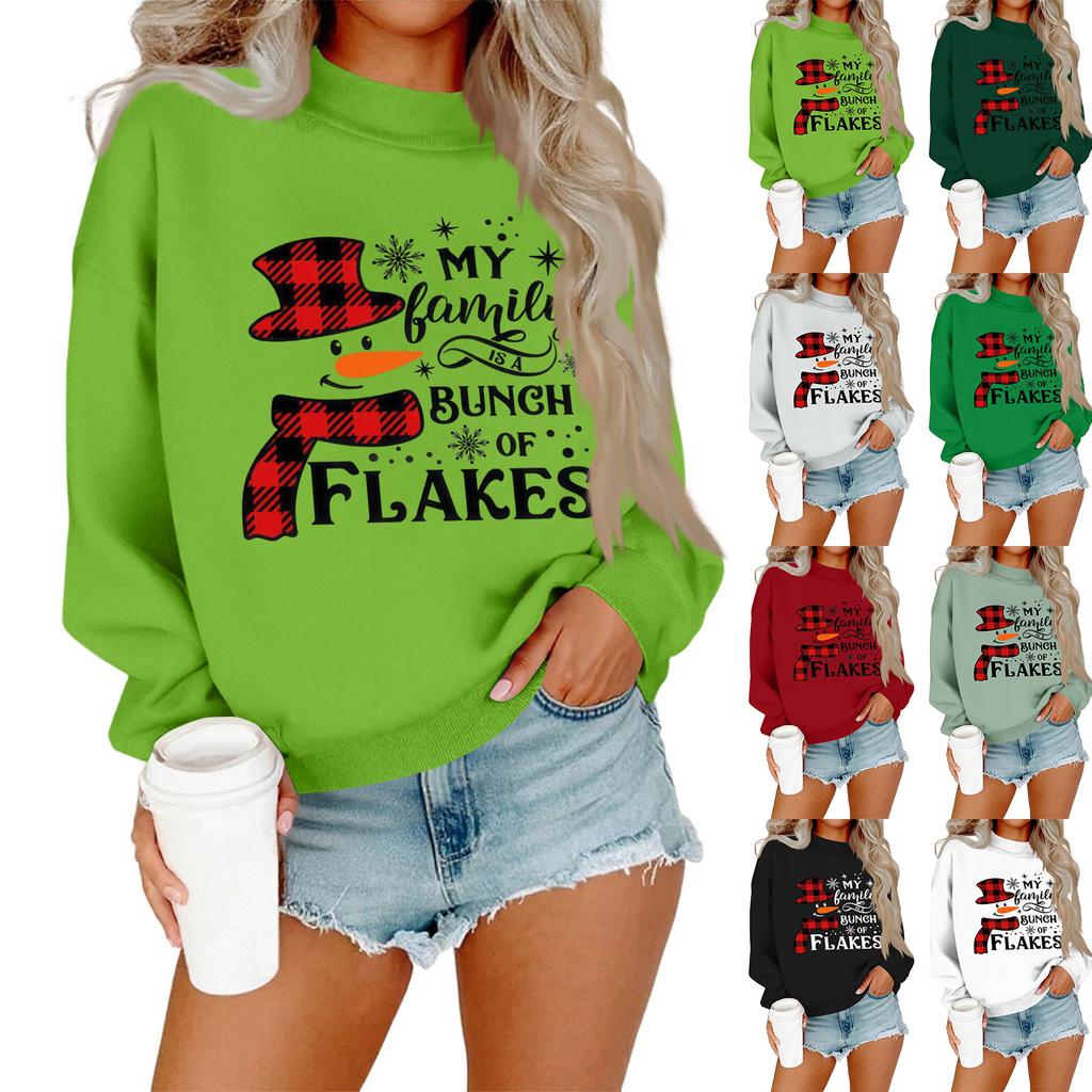 Women's Casual Fashion Round Neck Long Sleeve Christmas Printed Sweatshirt