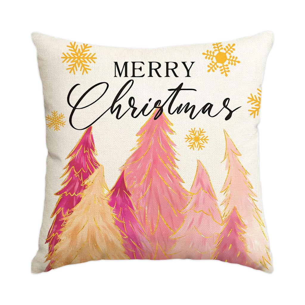 1 \ 4pcs gray Christmas snowman, Christmas reindeer print pillow cover, home sofa decoration cushion cover (without pillow core)