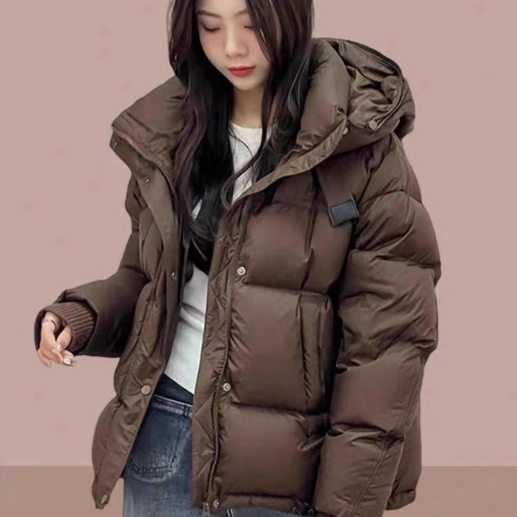 Winter Women's Hooded Puffer Jacket 90% White Duck Down Thickened Short Jacket Female Casual Versatile Outwear