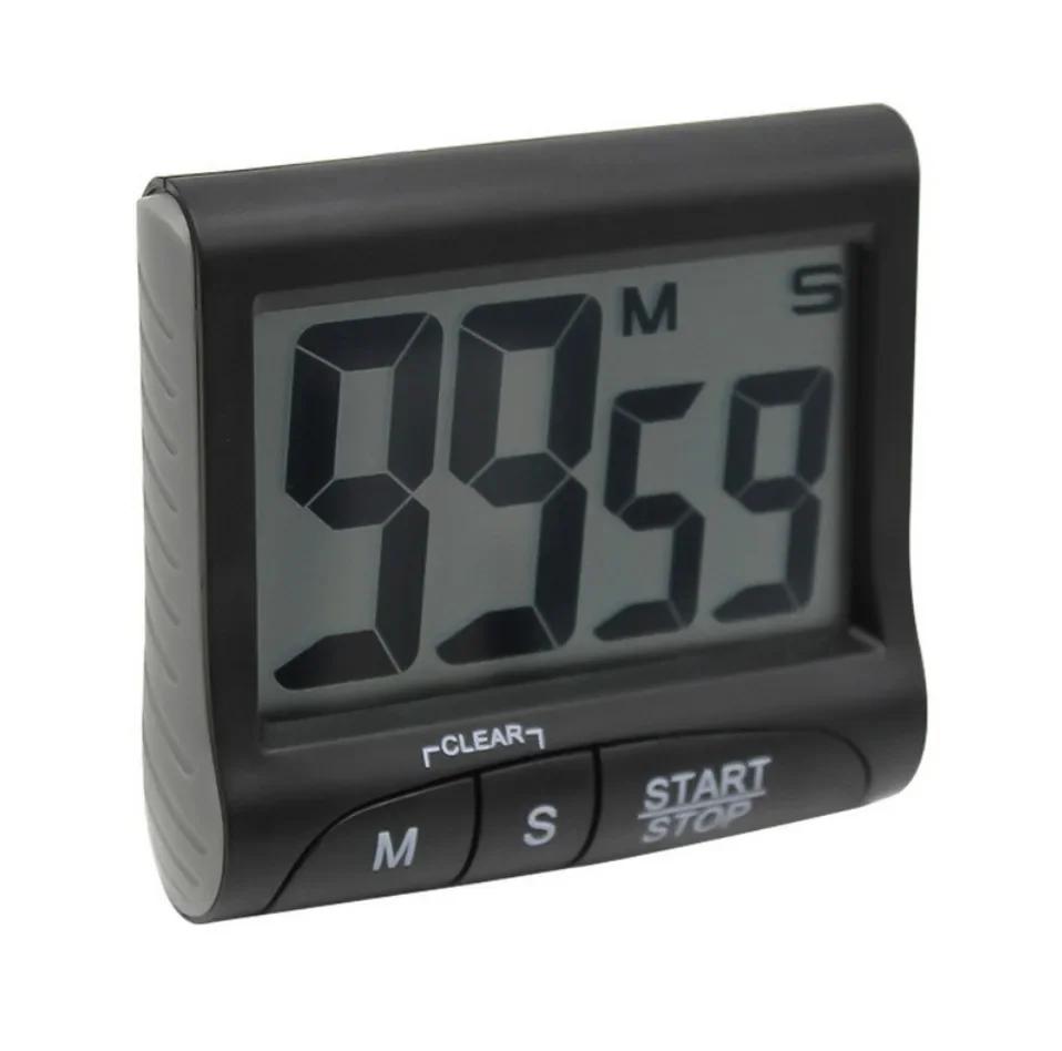 

Портативный цифровой таймер обратного отсчета с большим ЖК-экраном, будильник для кухни, повар, кухонный таймер, секундомер чёрный