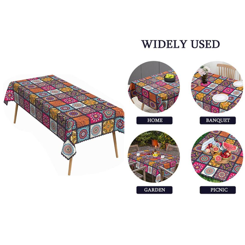 Rectangle Table Cover Ethnic Style Table Protecter Bohemian Mandala Tablecloth Banquet