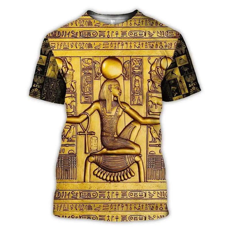 

Ancient Egyptian Pattern T Shirt For Men Pharaoh 3D Printed T-Shirts Casual Streetwear Oversized O-Neck Women Loose Tops Tees S