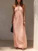European and American style neck dress women's summer V-neck high-heeled holiday style long dress