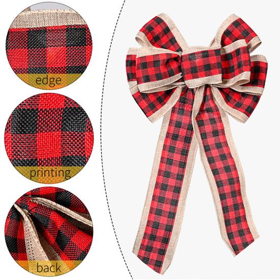 Large Christmas Bow Red Black Buffalo Plaid Christmas Wreath Bows Christmas Tree