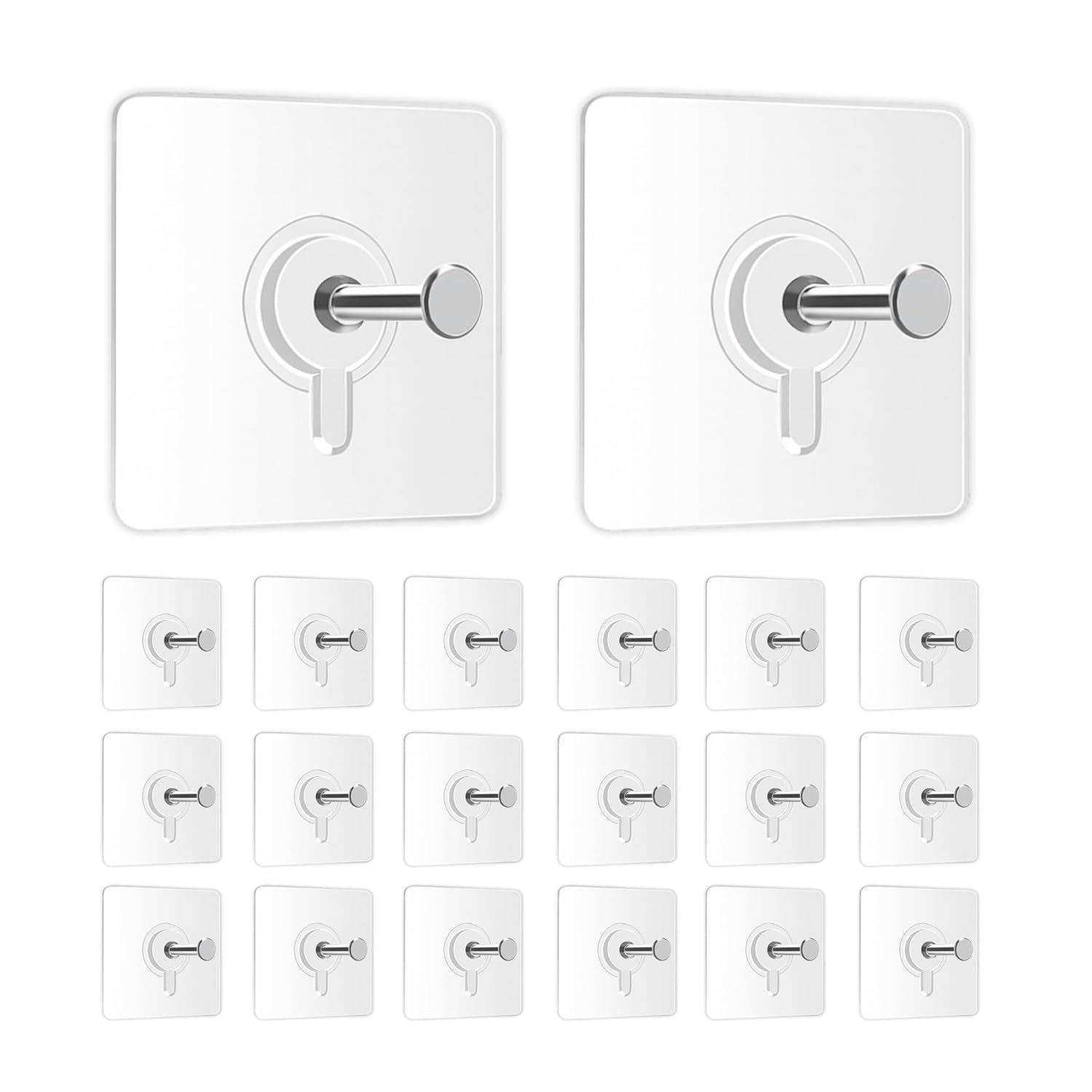 

Photo Frame Hooks for Wall Without Drilling, 20 Pack Self Adhesive Hooks for Wall Heavy Duty Strong Nail Free for Hanging Photo Frame