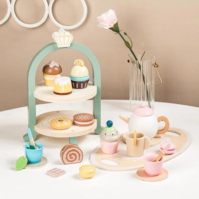 Children's Wooden Simulation Crown Afternoon Tea Toys Early Education Educational Simulation Dessert Cake Role-playing