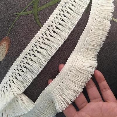 5,4 metri/lotto di nuovissima qualità, larghezza 4-6 cm, bellissimo pizzo con frange in cotone beige, pizzo con nappe, tenda, materiale per cucito artigianale