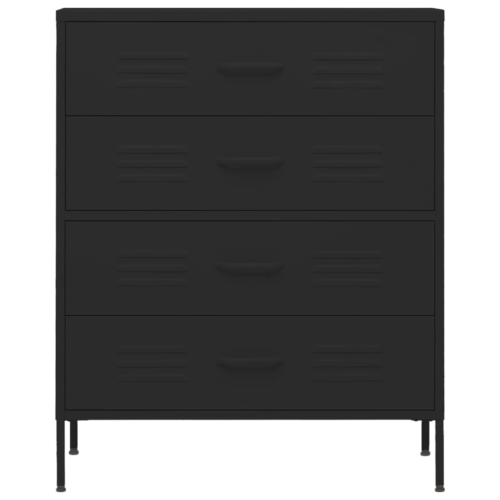 Black Chest of Drawers 80 x 35 x 101.5 cm Steel