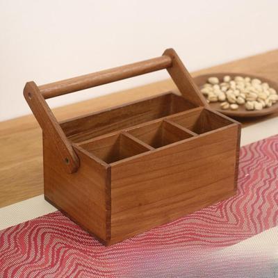 Besteckhalter Besteckaufbewahrungskorb Vielseitig Haushalt Rustikal Holz Geschirr Organizer Box