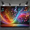 Vibrant Music Birthday Party Decoration Background Banner Piano musical Notes Golden Microphone backdrop Neon Rock Photo Props78