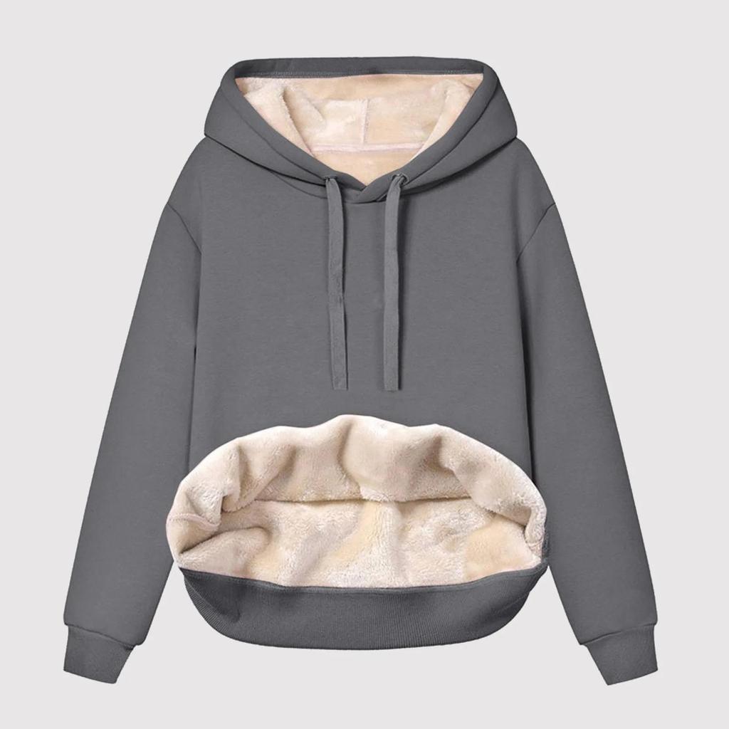Sudadera Cálida de Felpa para Mujer con Forro Polar Invierno Manga Larga Cálida Terciopelo Jerséis Reversibles Sudaderas Para Mujer Ropa de Casa